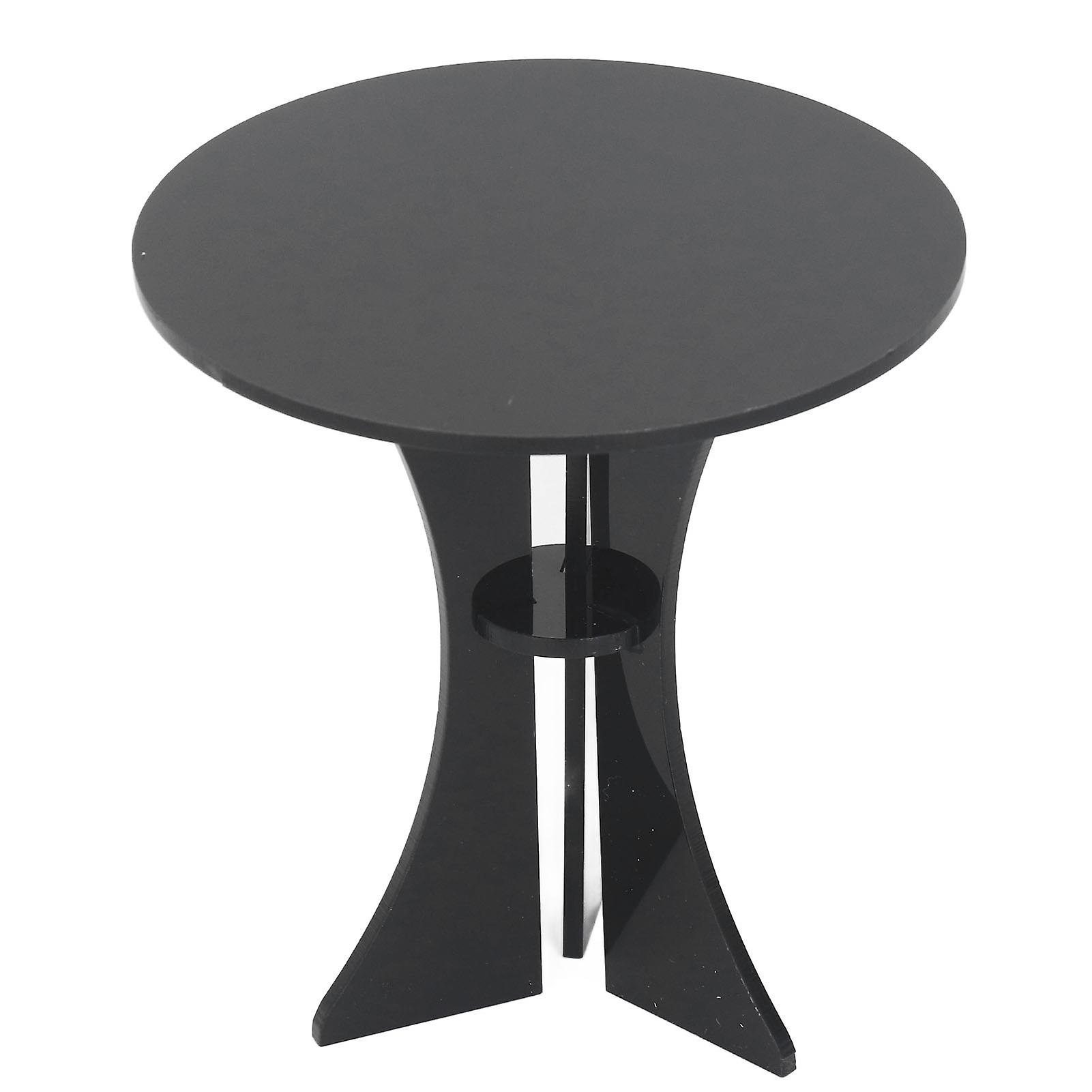 Black Round Dollhouse Table 1:6 Scale Sturdy Acrylic Miniature Multi Purpose Stable Decoration