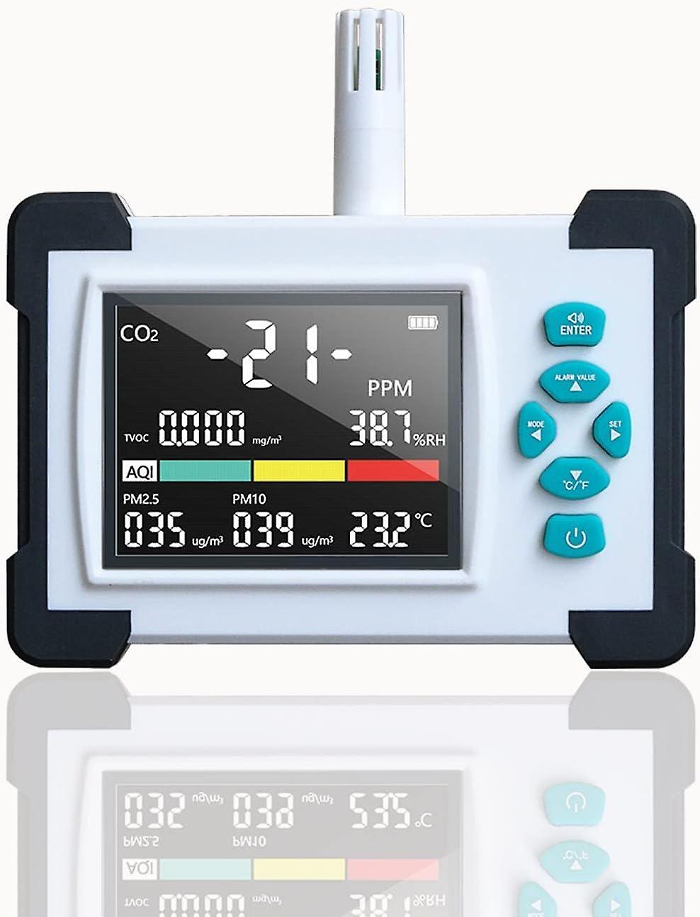 Luftqualitätsmonitor, 7-in-1-Luftmonitor, Tester für Kohlendioxid, TOVC, HCHO, PM2,5, PM10