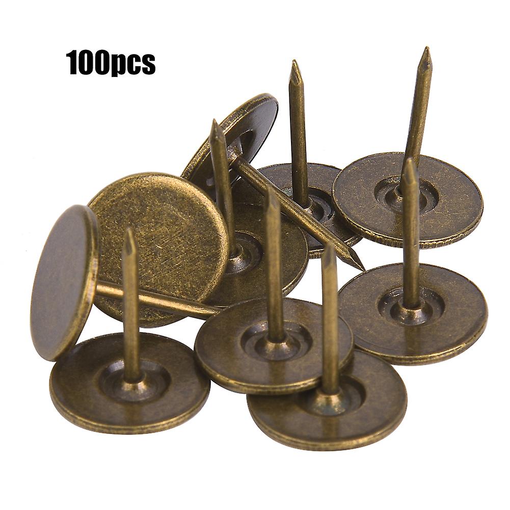 100 Pcs Flat Head Decorative Upholstery Nails Cyan Bronze 16 x 20mm