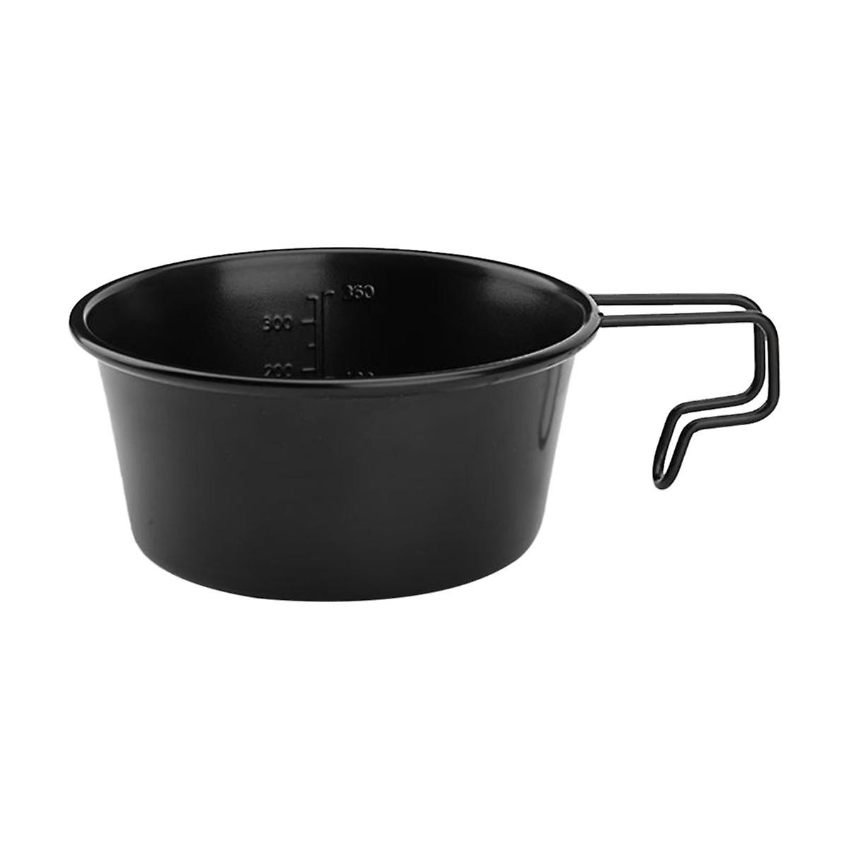 Picnic Bowl Non-Stick Camping Cup with Handle Tableware Outdoor Cookware Cooking Bowl Black 360ml