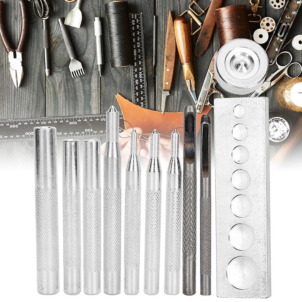 Snap Fastener Tool Set Hole Puncher Button Setter 7 In 1 Base Leather Craft Tool Kit