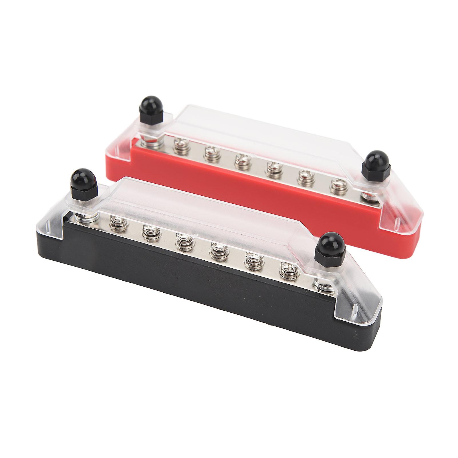 2Pcs Busbar 150A Black And Red RV Ship 8 Ways Busbar M6 High Current Stud Power Distribution Block DC12V to 48V 
