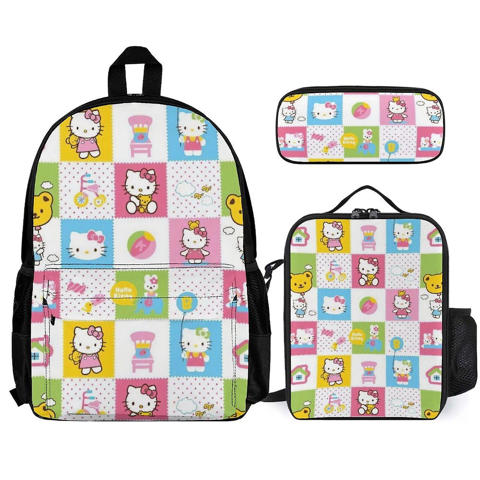 مجموعة حقيبة ظهر هالو كيتي ، حقيبة ظهر مع صندوق غداء ومقلمة 3 قطع