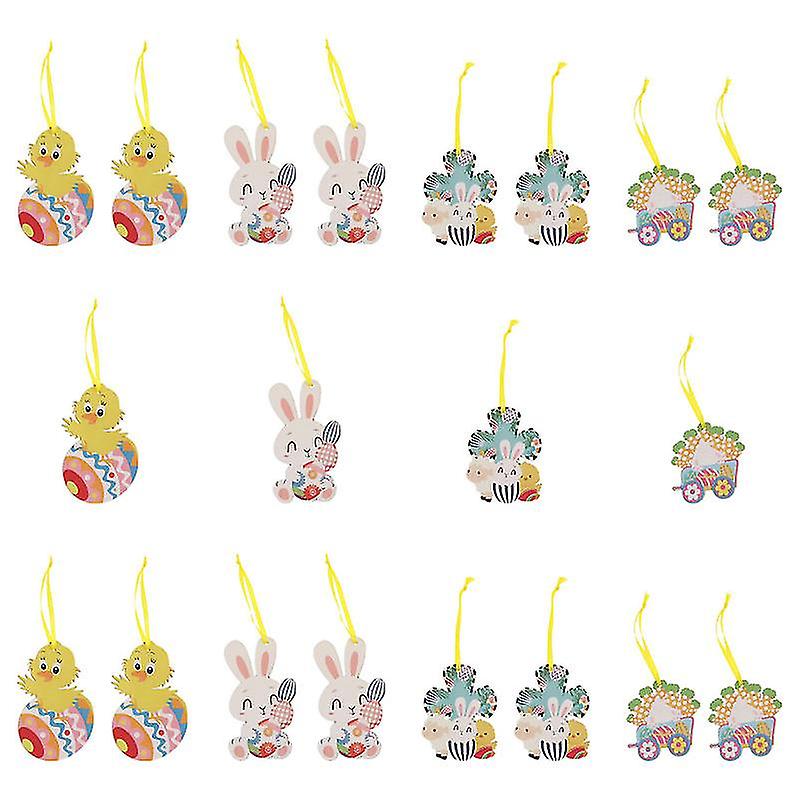 20pcs Easter Wooden Pendant