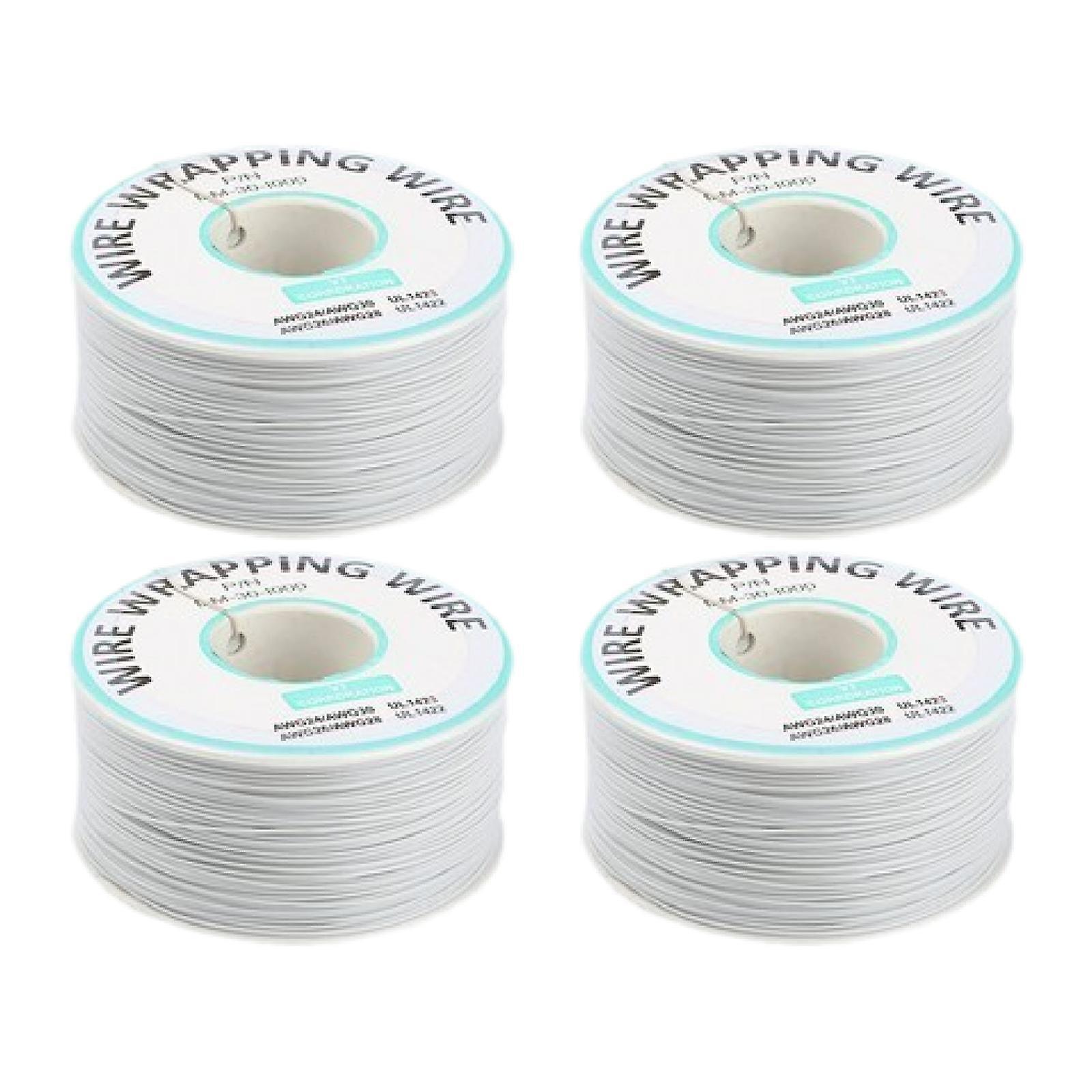 Set of 4 Insulation Test Wrapping Cable 30AWG 250M Flying Jumper Wire White