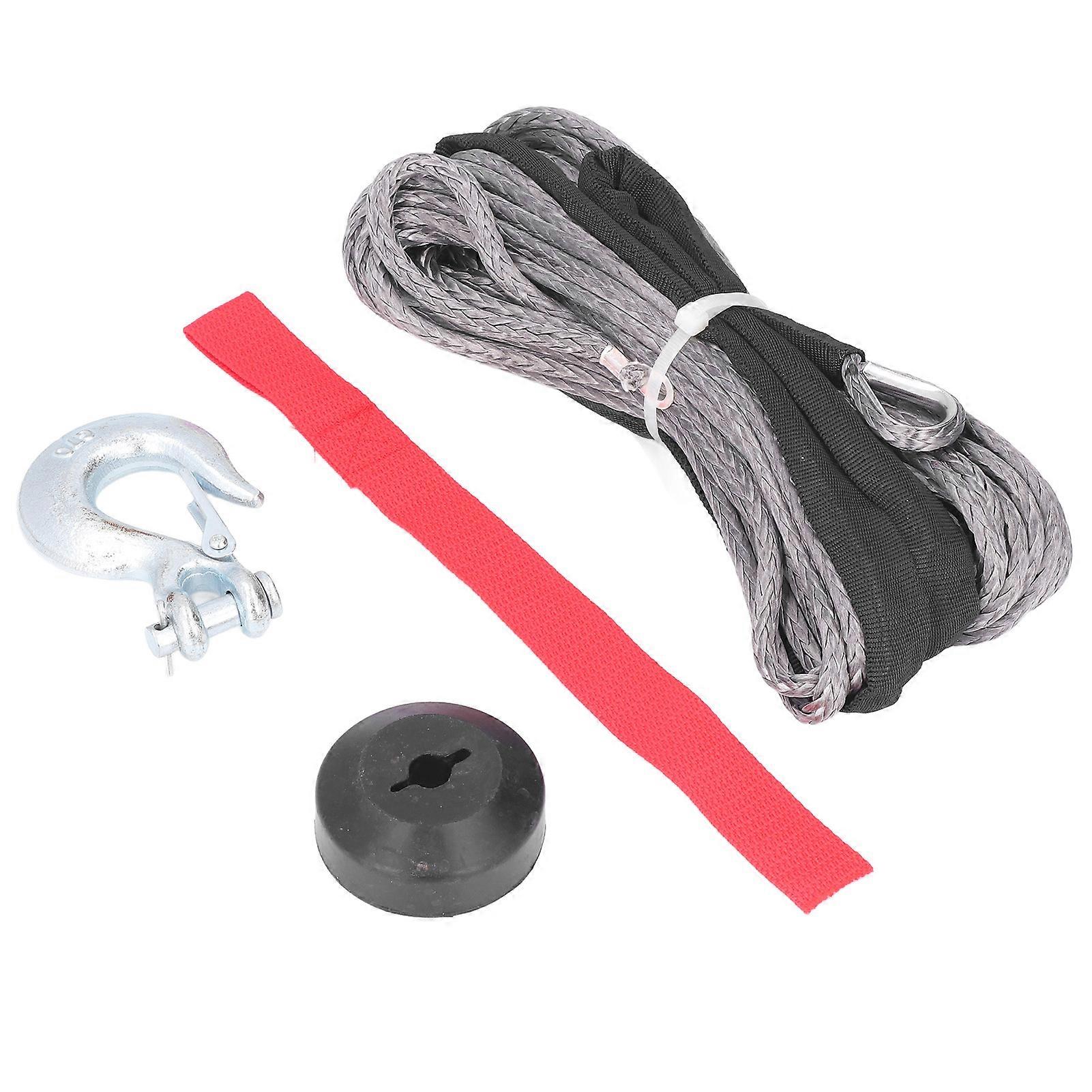 Winch Rope Kit with Spring Clevis Sling Hook Rubber Stopper 4400lbs Loading Wear Resistant Universal