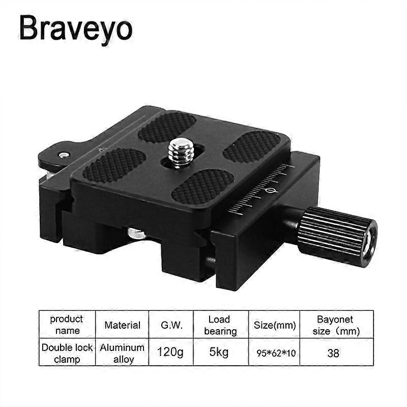 Quick Release Plate Clamp, Double Lock Stand Clip, Camera Tripod, Monopod Mount Shooting Adapter, Arca Swiss Plate Ball Head