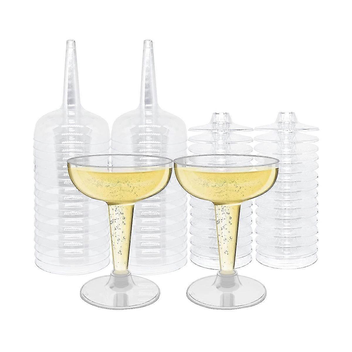 50 Pack Plastic Goblet, 4oz Stem Disposable Martini Glasses For Parties, Stackable Plastic Cocktail