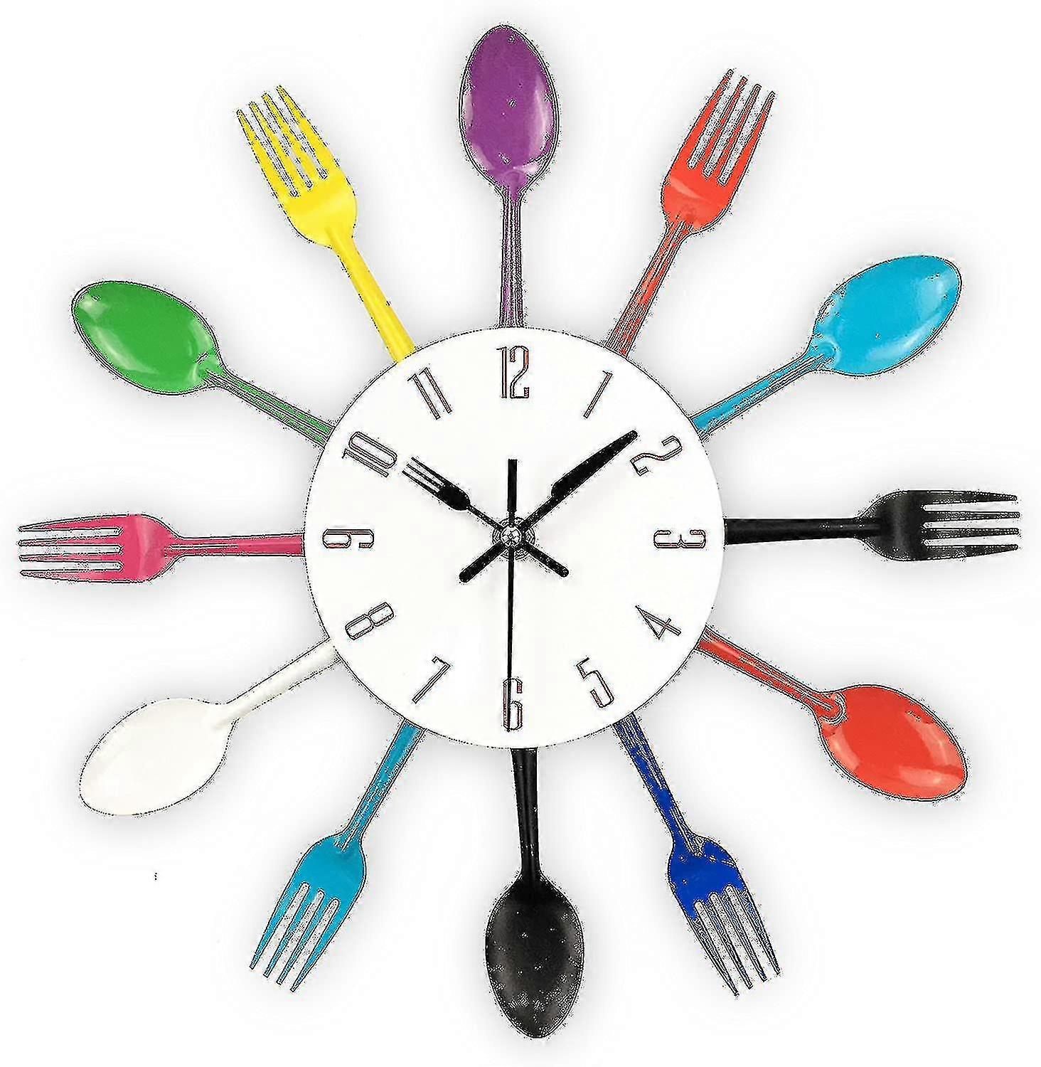 Kitchen Wall Clock, 3d Removable Modern Creative Cutlery Kitchen