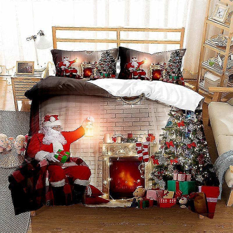 Två- eller tredelad uppsättning Julpåslakan Sängkläder Set Födelsedag Julklapp R01