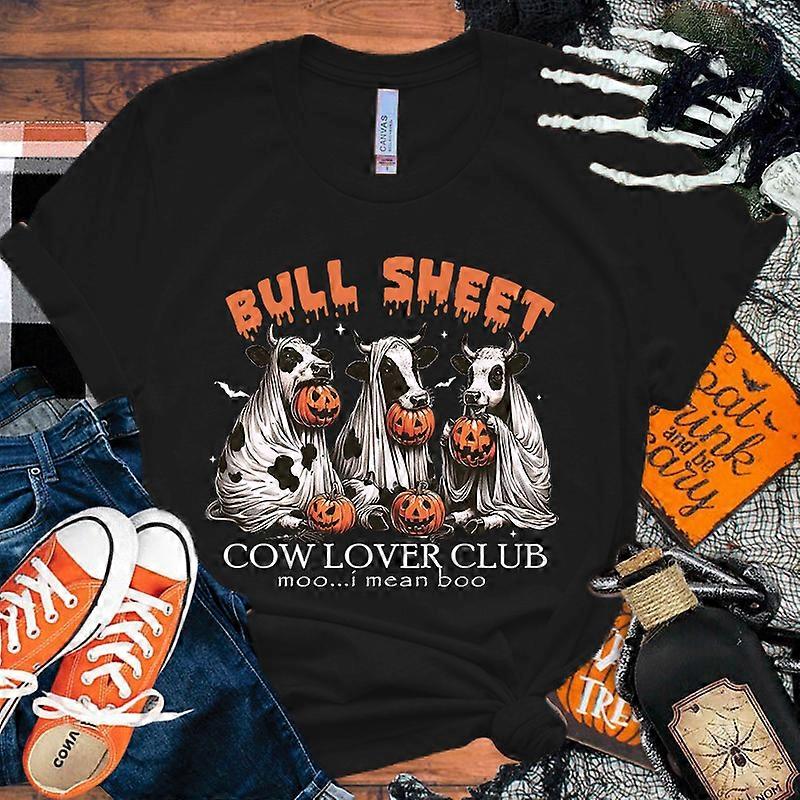 新しいハロウィンブルシート牛愛好家クラブプリントTシャツ女性男性カジュアルラウンドネックTシャツトップ夏クールルーズ半袖