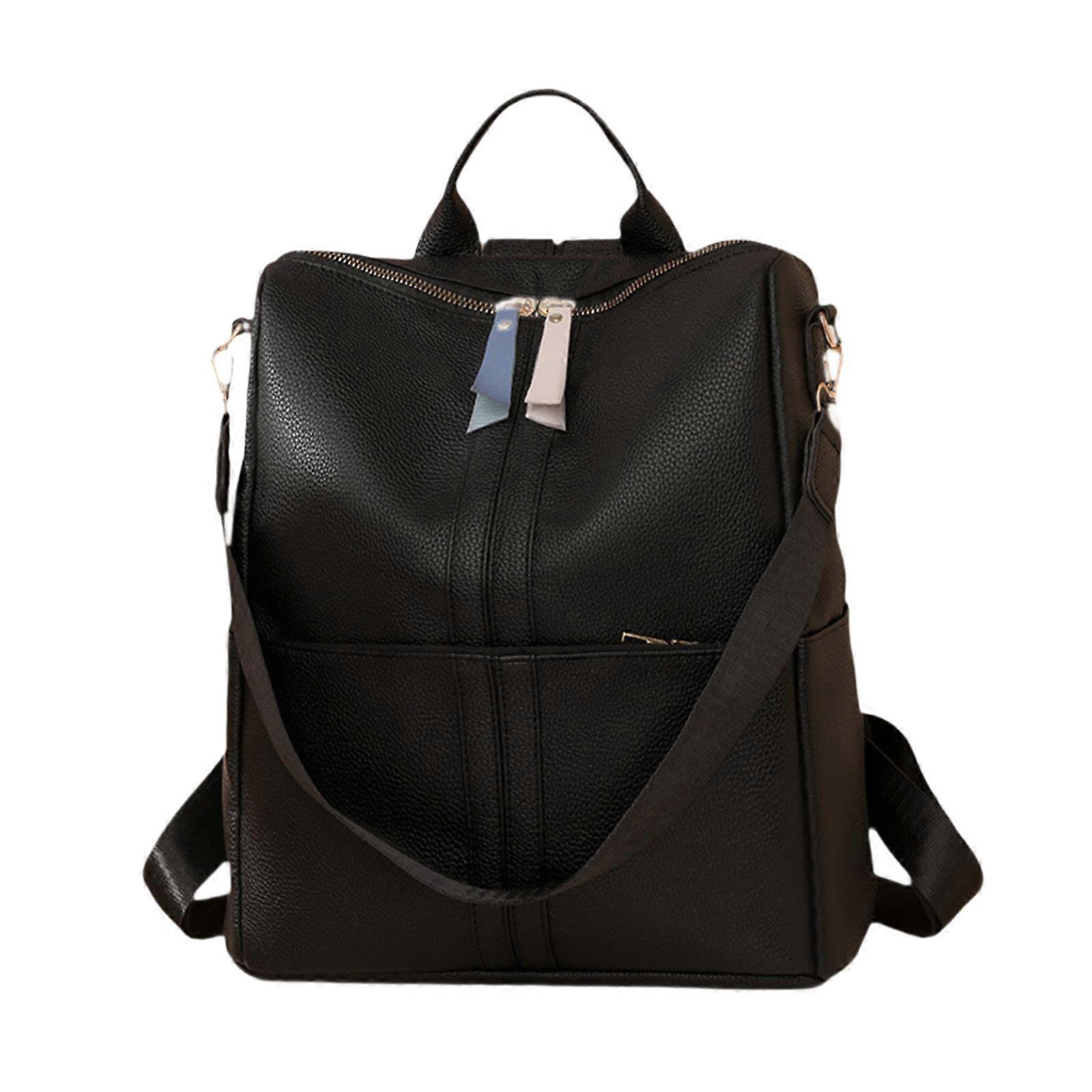 Sac à dos utilitaire moderne compact décontracté PU sac à main en cuir pour cadeaux Rvs sortir noir