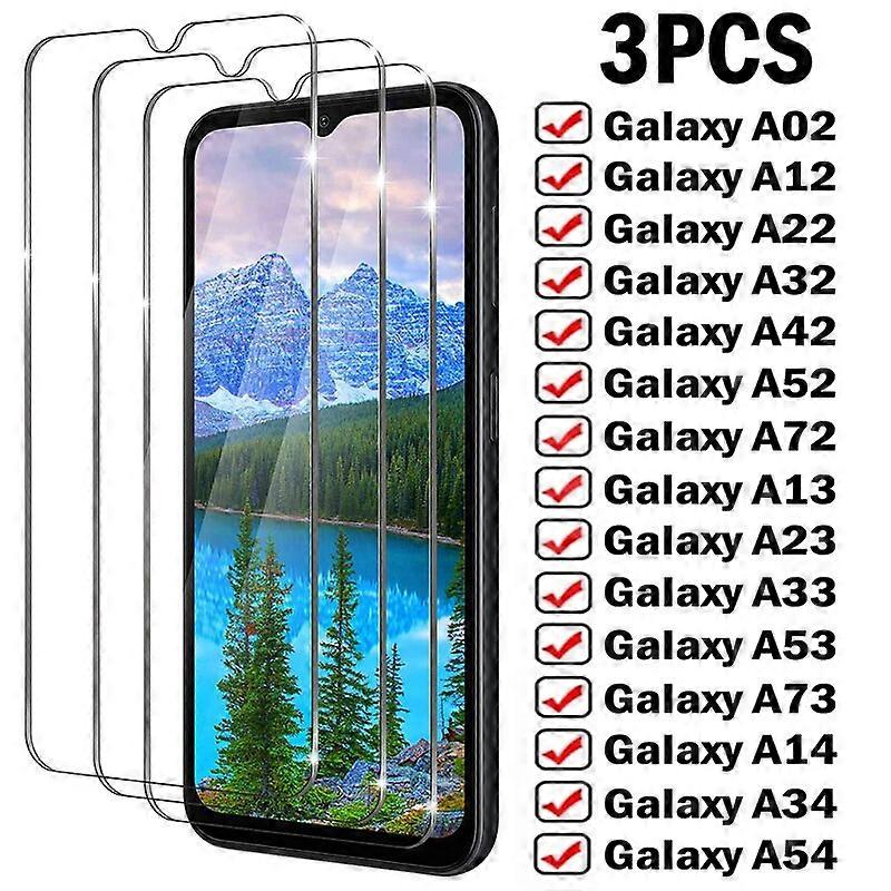 3kpl koko näytön suojat Samsung Galaxy A12 A22 A32 A52S A13 A33 Samsung A53 A72 A73 A54 A14 A24 A34 karkaistu lasi näytönsuojat