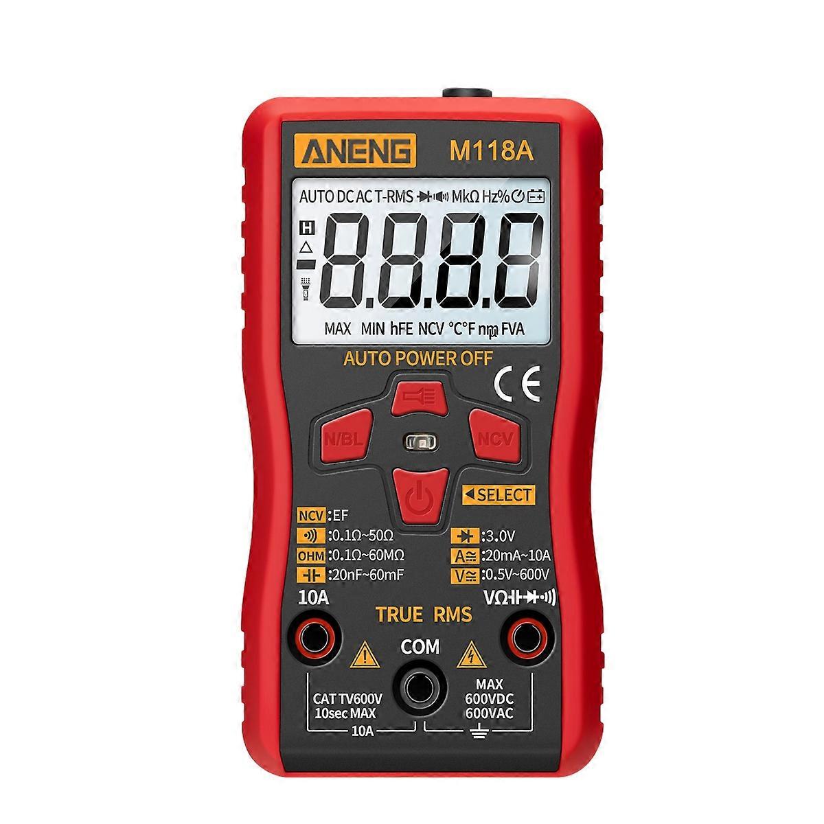 M118A Mini Digital Multimeter Durable Automatic True Tester 6000 Counts Auto-Ranging AC/DC Transis