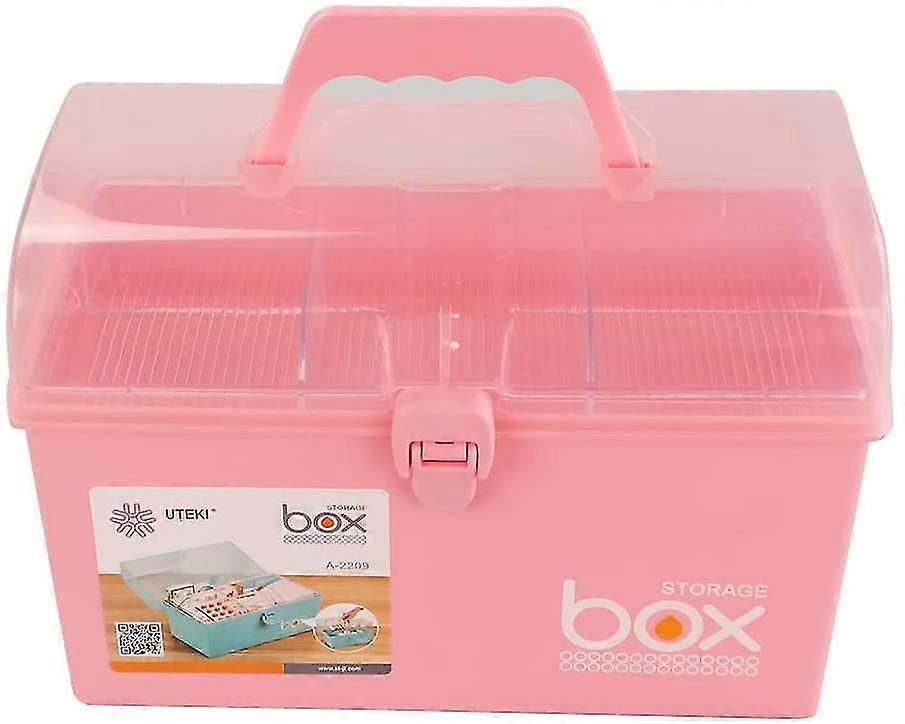 Pink Small Plastic Storage Box, First Aid Box Medicine Storage Organizer, 1 Pack