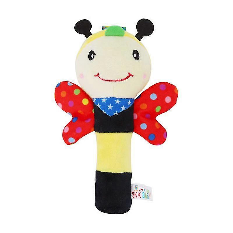 infant animals hand rattles stuffed grasping bb stick cartoon plush doll toys for babies (bee)