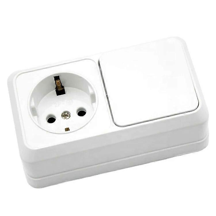 Horizontal model Surface type Wall Switch with Schuko Socket European Wall Switch + Socket with Grounding