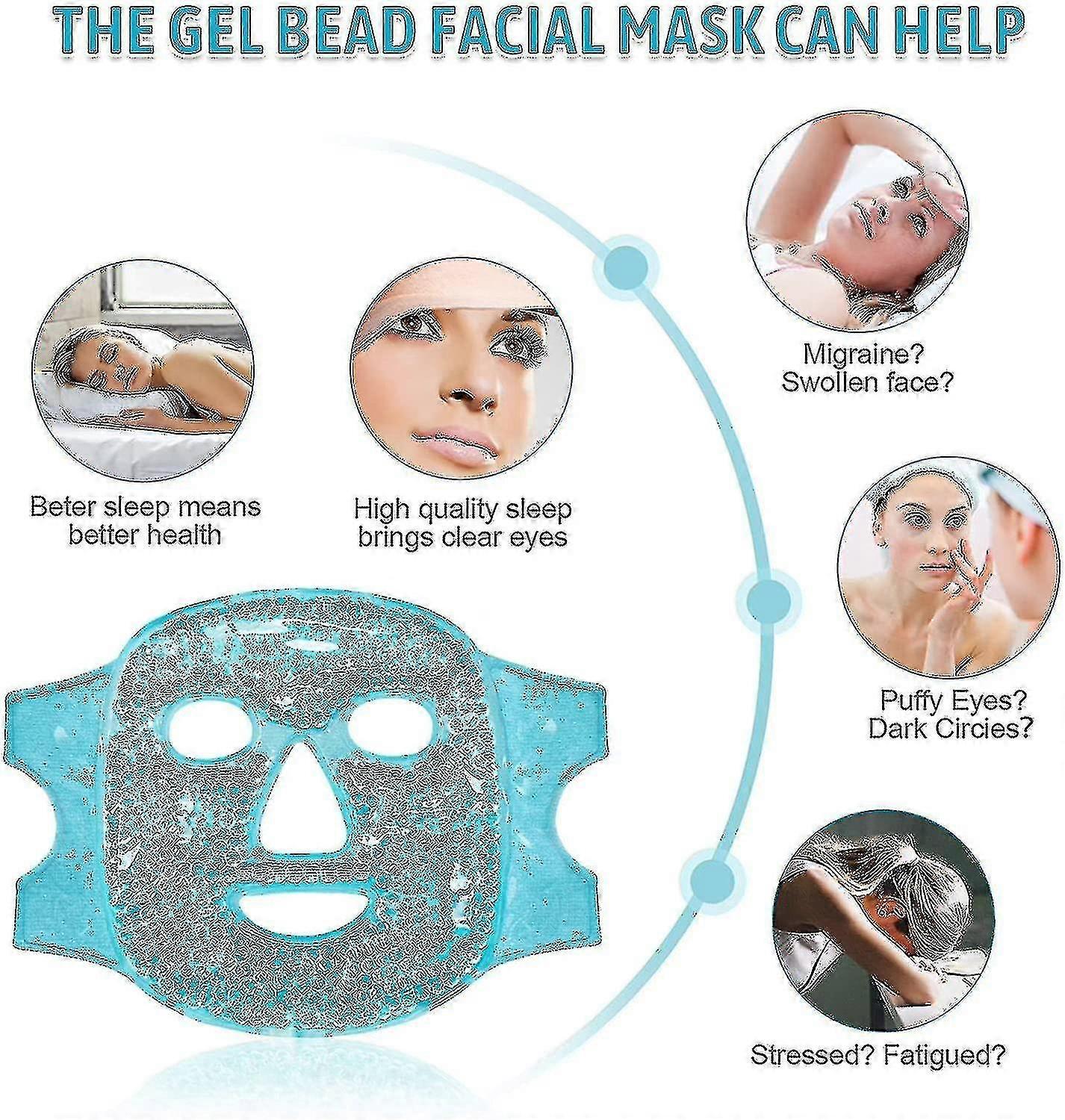 2 قطعة جل حبة الوجه والعين قناع مجموعة هدية قابلة لإعادة الاستخدام ، علاج قناع ساخن وبارد للصداع النصفي ، تخفيف الألم ، تورم ، ضغط الجيوب الأنفية ، حب الشباب ، هو