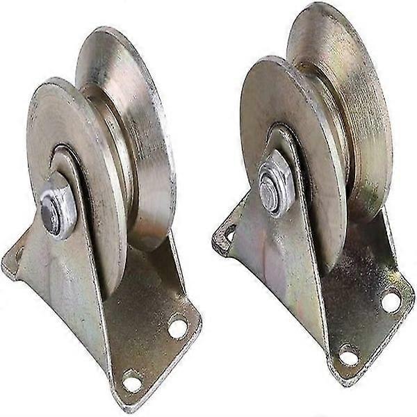 2 Pcs 2 Inch Steel V-Shaped Sliding Gate Roller Track Wheel for Smooth Operation and Durability