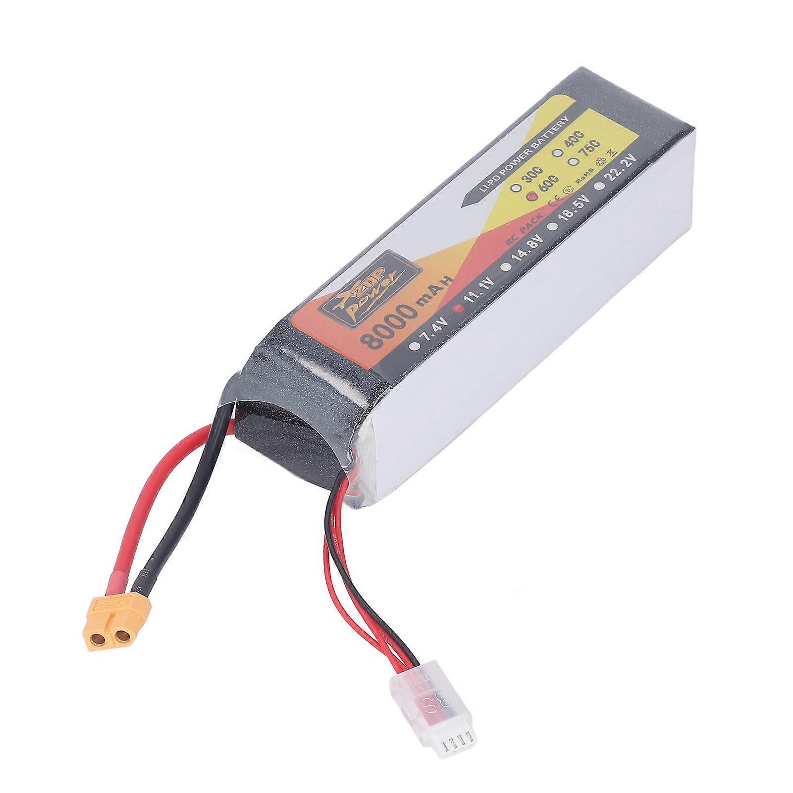 8000mAh Lipo μπαταρία 60C ποσοστό απαλλαγής 11.1V 3S XT60 δύναμη μπαταριών RC βουλωμάτων για το μοντέλο αυτοκινήτων ελικοπτέρων RC