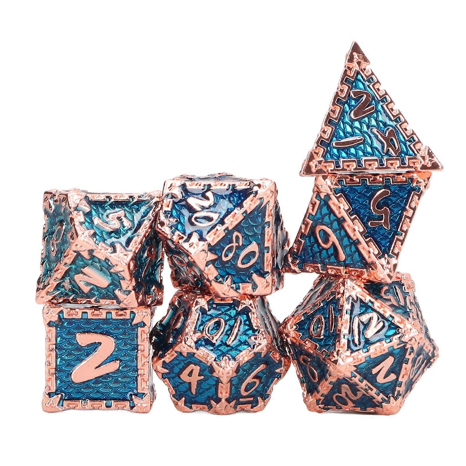 7pcs Polyhedral Dice Metal Exquisite Lightweight Clear Number Role Playing Table Game Dice 08