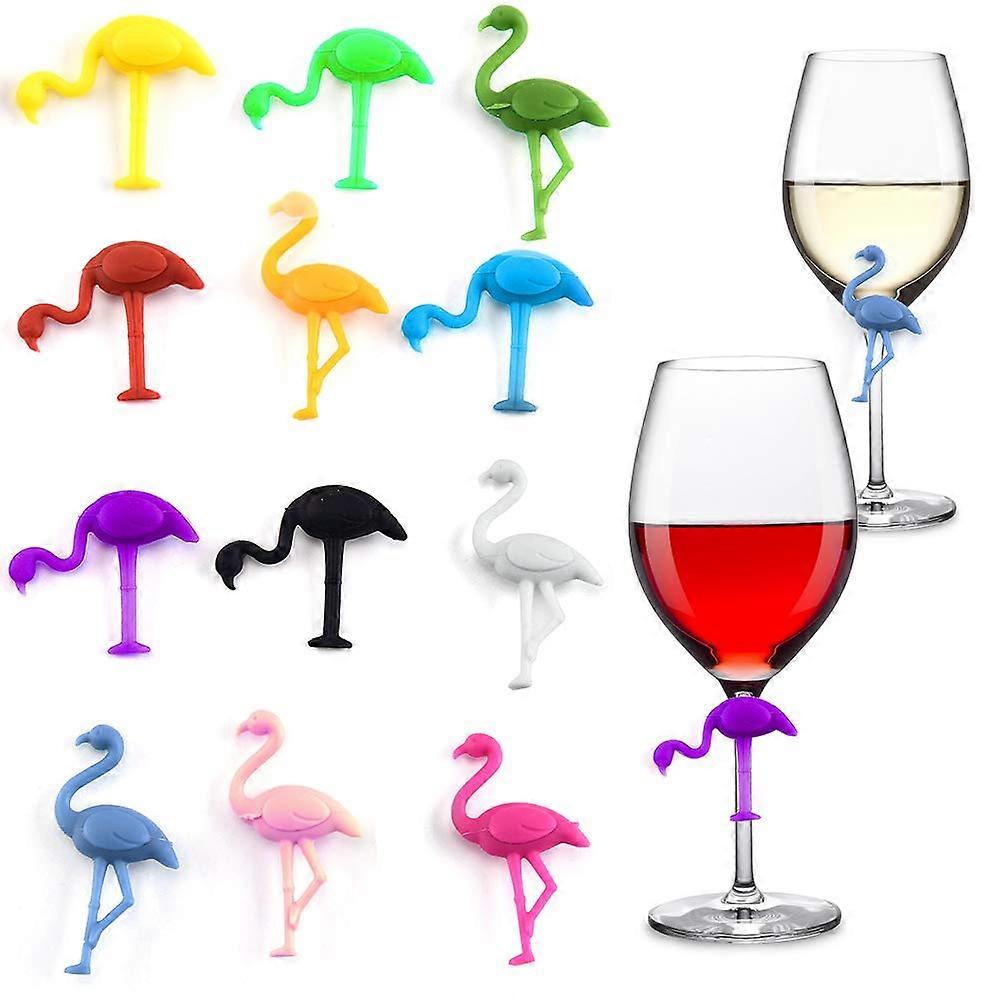 12pcs Silicone Glass Markers Party Wine Glass Marker Drink Markers Label Tags Flamingo Wine Glass Recognizer Reusable