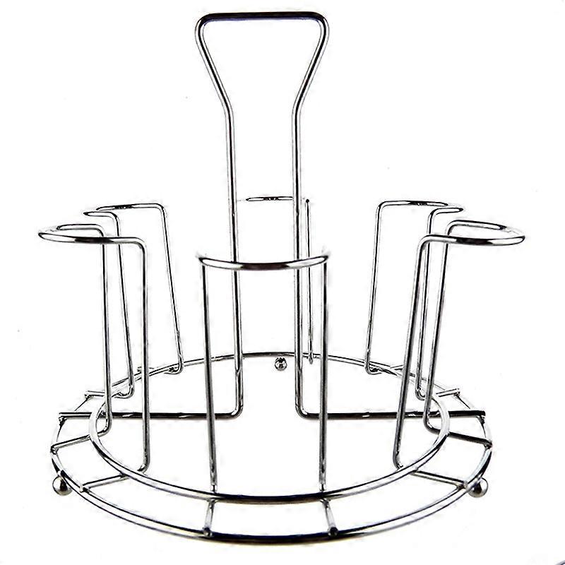 Cup Holder with 6 Fixators Smooth Silver Glass Protective Rack for Home KAESI