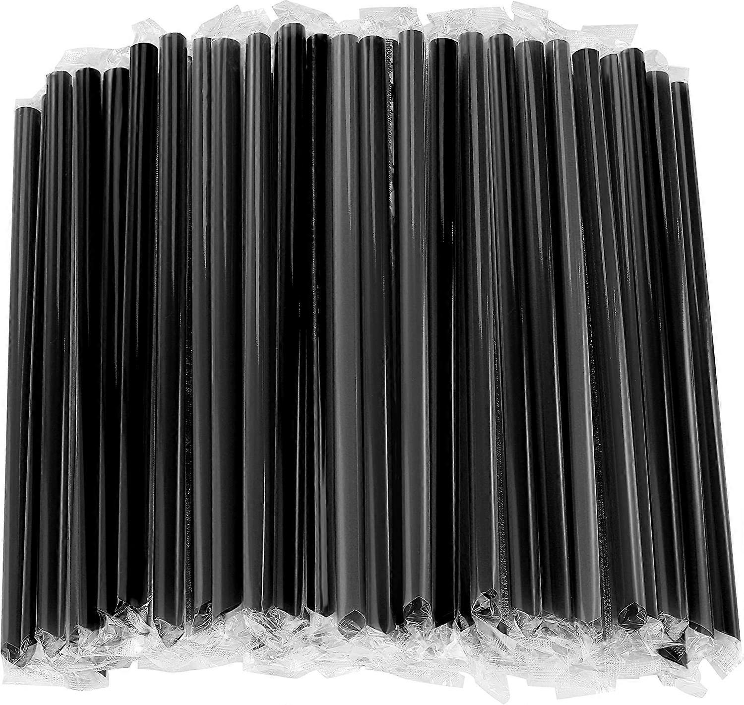 200 Pcs Black Straws Individually Wrapped Plastic(0.43" x9.45" )