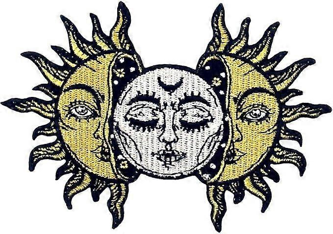 Sun and Moon Embroidered Patch, Sew on or Iron on