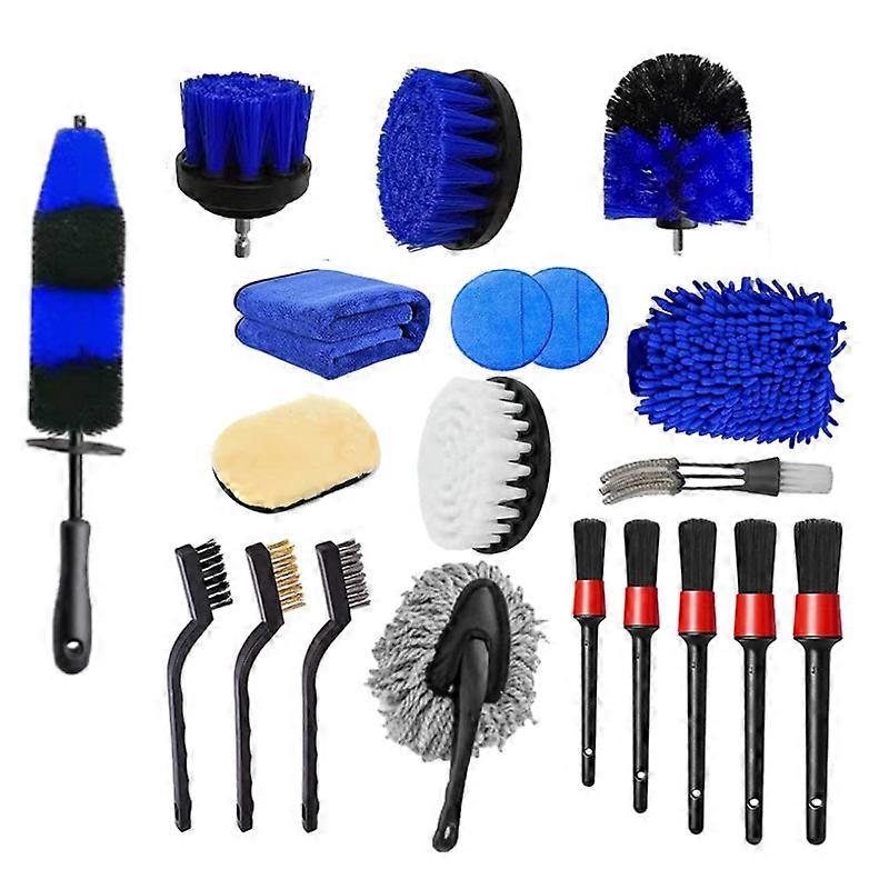 20 Car Cleaning Kit with Car Rim Brush, Drill Brush, Microfiber Glove, Car Microfiber Cloth, Metal Brush Car Interior Cleaning, Polishing Pad, Venetia