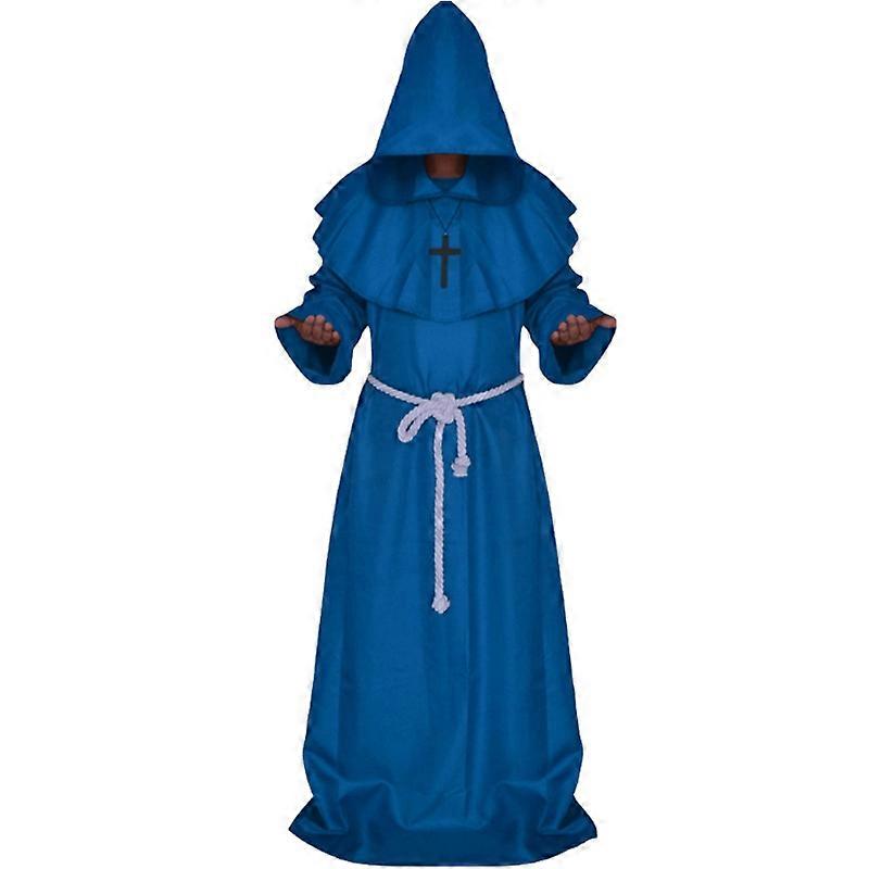 Renaissance Medieval Friar Hooded Monk Priest Robe Cape Cloak Halloween Costume Fancy Dress