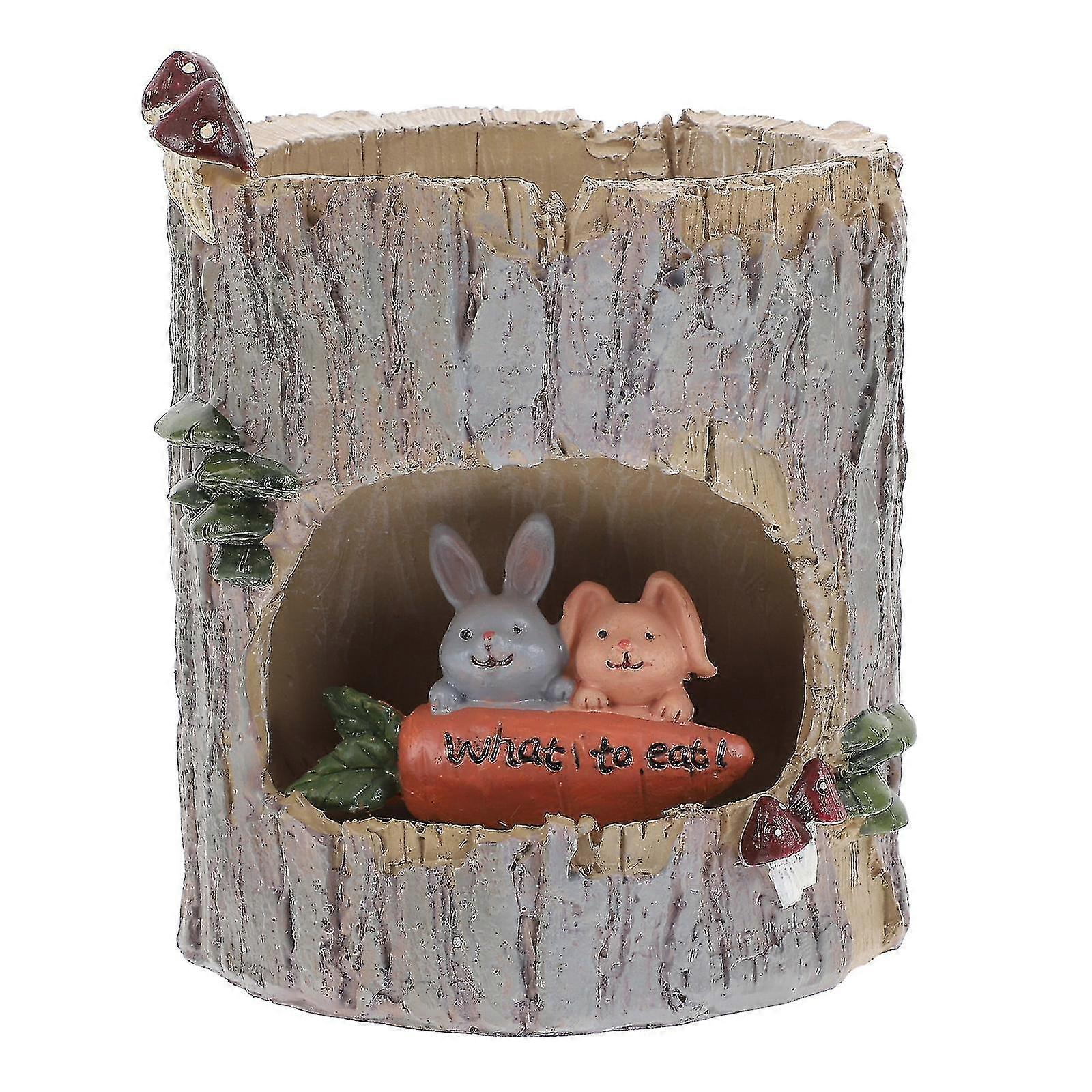 Easter Stump Adornment Home Desktop Decor Easter Small Plant Container-Q