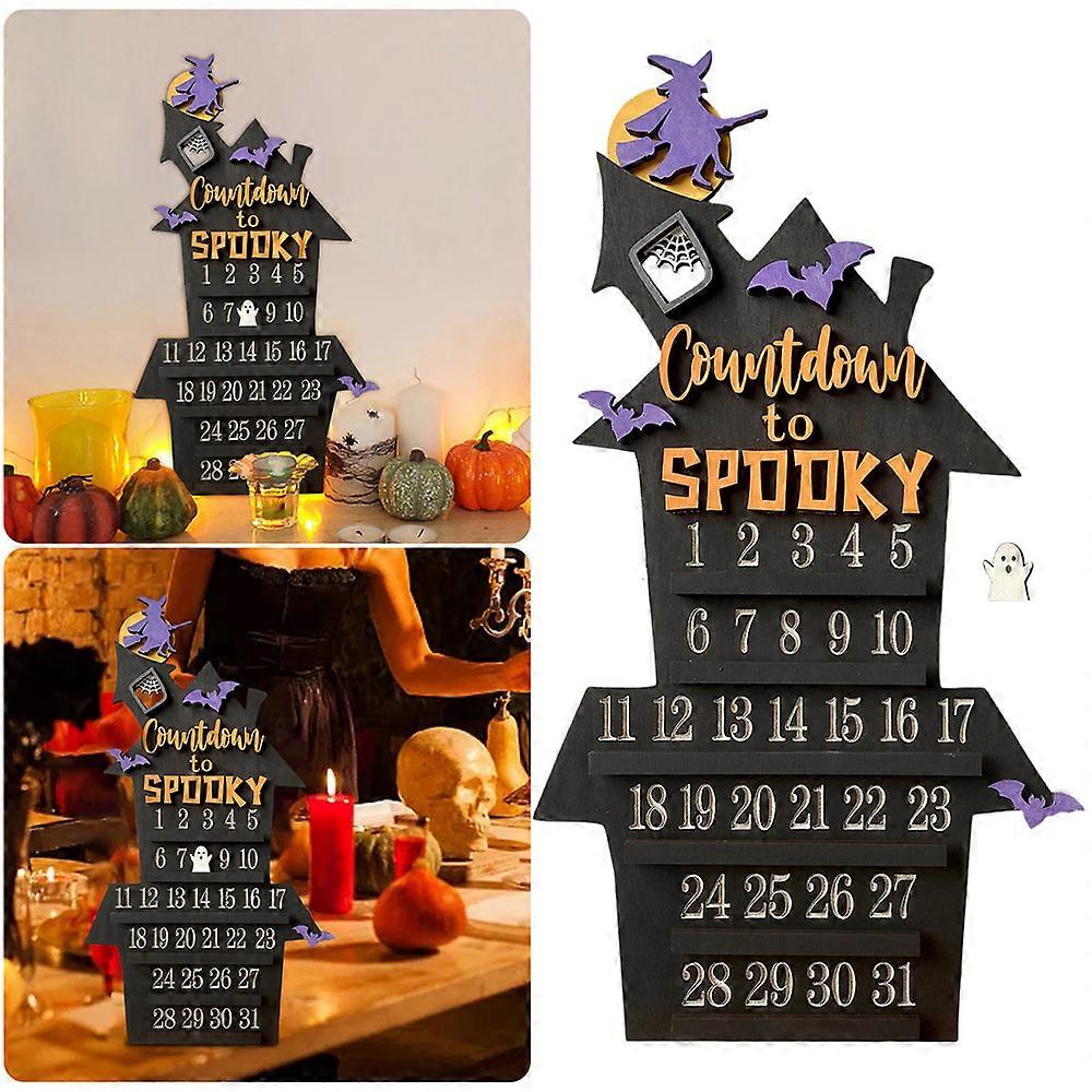 Halloween Advent Countdown Calendar 2023 Witch Castle Shaped Ornaments with DIY Moving Ghost 31 Days Decorations for Home Office Desk