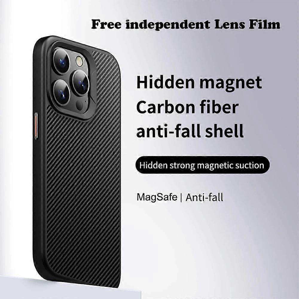 Luxury Carbon Fiber Texture Magsafe Magnetic Phone Case For iPhone 12 ProMax