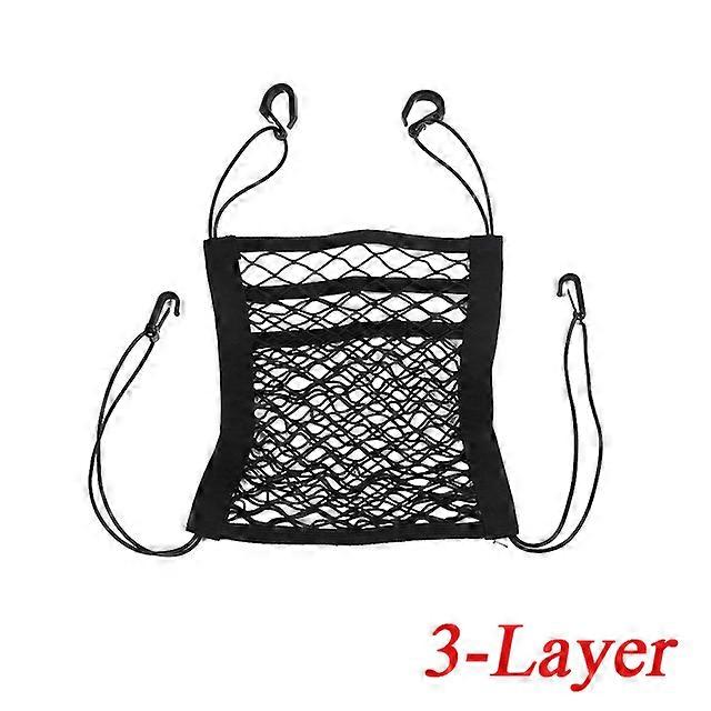 Car Elastic Storage Net Bag Between Seats Auto Interior Organizer Car Divider Pet Barrier Universal Stretchable 3 Layer Mesh Bag