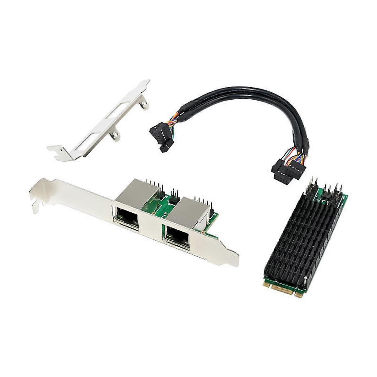 2.5G Gigabit Network Card M.2 to Dual RJ45 Port Ethernet NIC M.2 B Key and M Key 2500 Mbps RTL8125B Chipset