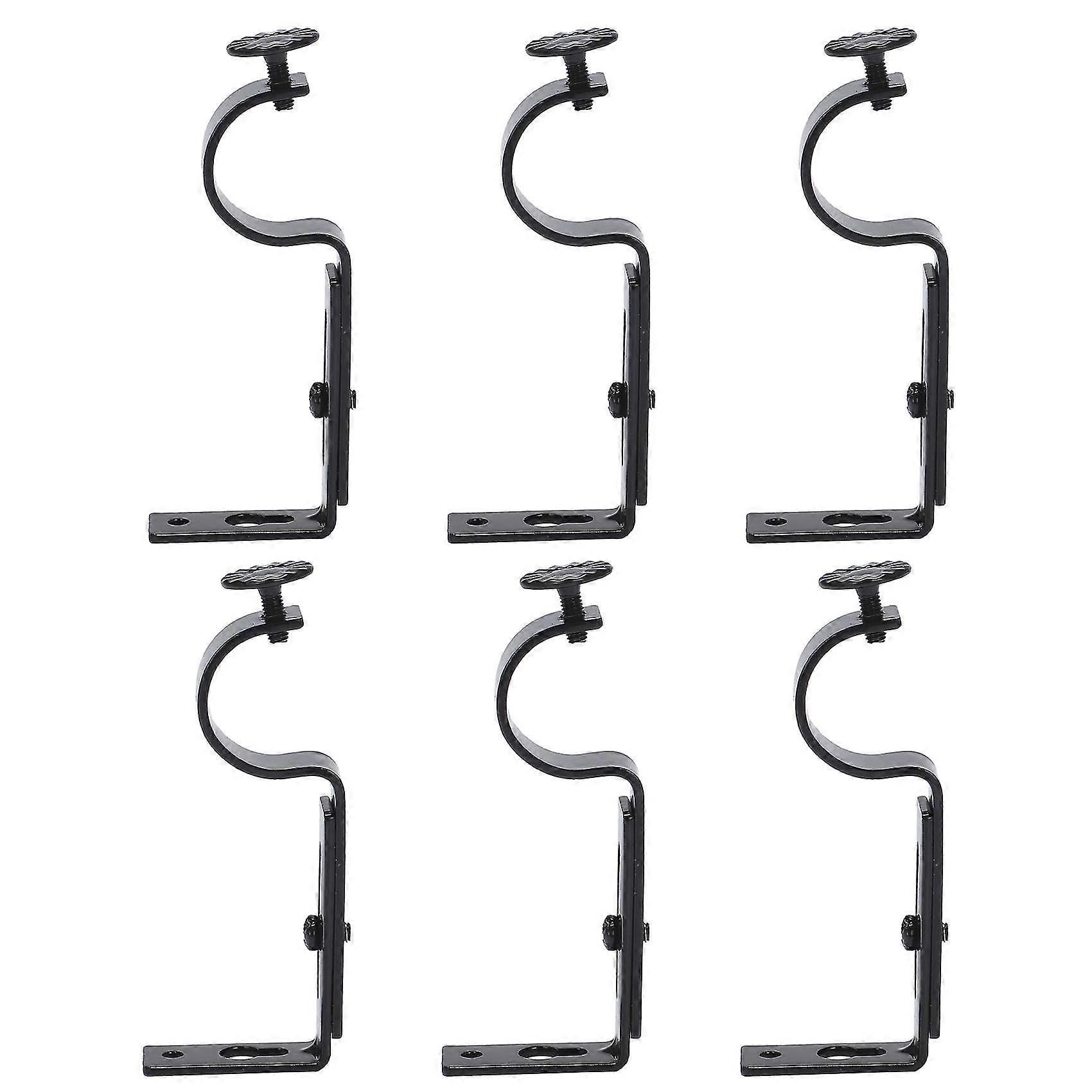 6 Pack Black Adjustable Curtain Rod Bracket Steel