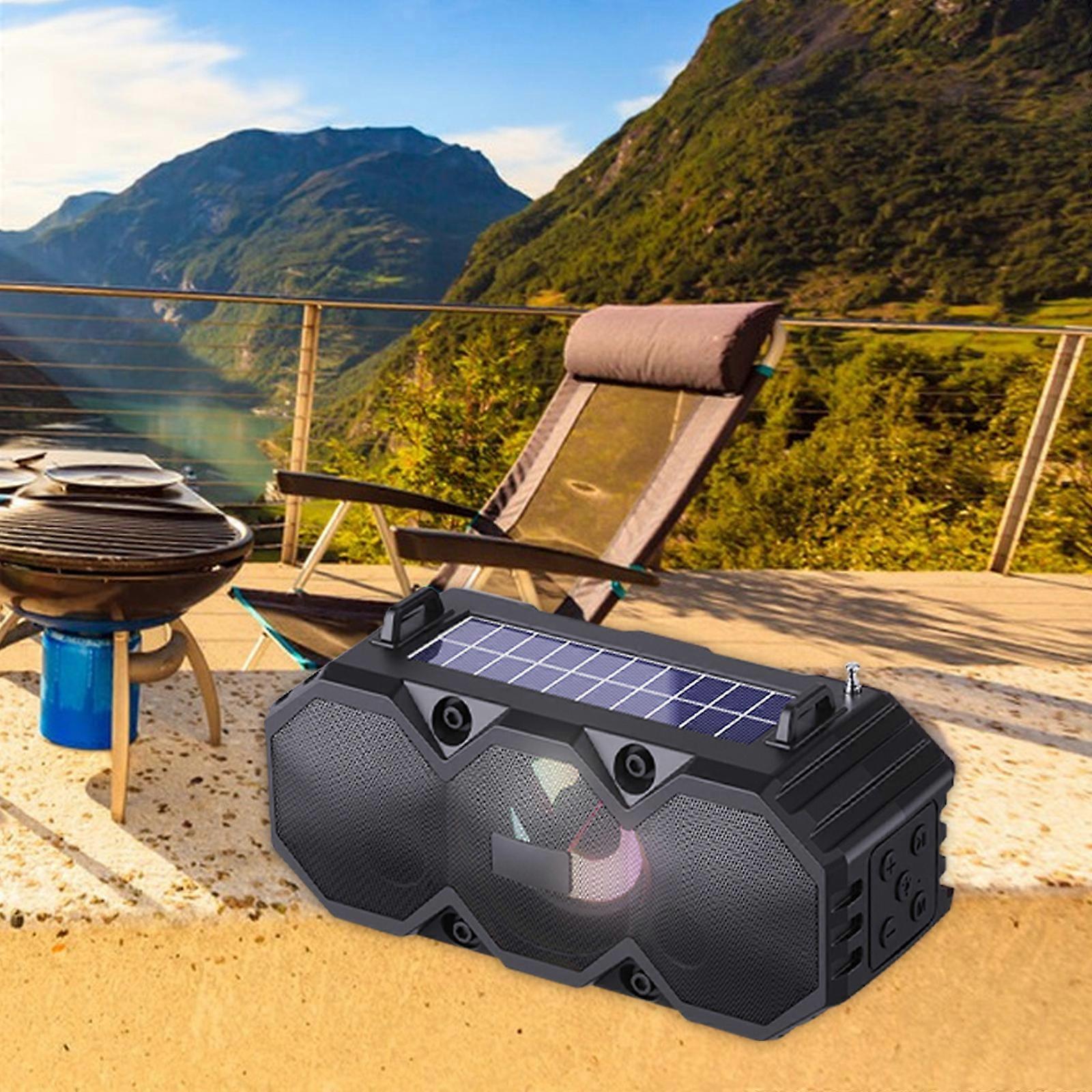 Portable Solar Bluetooth Speakers, Wireless Outdoor Speaker With Subwoofer, Large Powerful Stereo Speaker With Power Bank