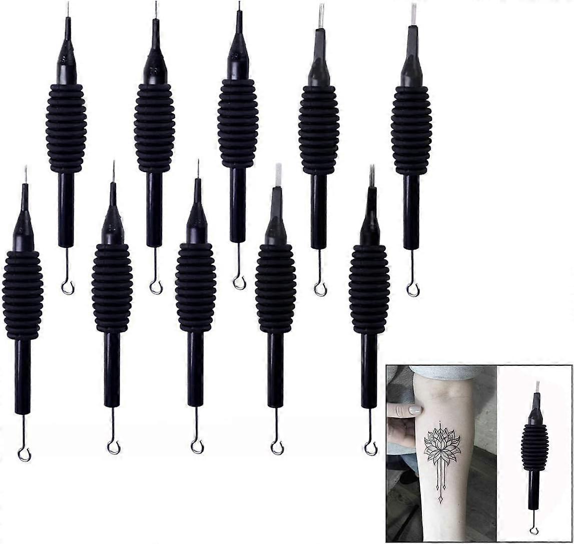 10 Pcs/Set Tattoo Needles with Grip Sleeve Tube, 10 Models 3RL 5RL 7RL 3RS 5RS 7RS 5F 7F 5M1 7M1