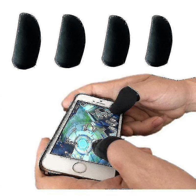 Black 4pcs Pubg Gaming Finger Gloves Screen Touch Gloves Mobile Game Controller Gloves