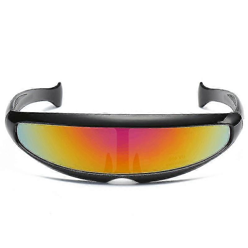 Futuristic Narrow Cyclops Color Mirrored Lens Visor Sunglasses