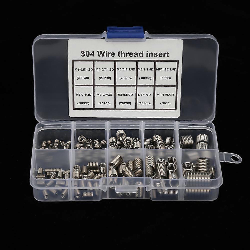 Stainless Steel Coiled Wire Helical Screw Thread Inserts (150pcs, M3-M8, SS304)