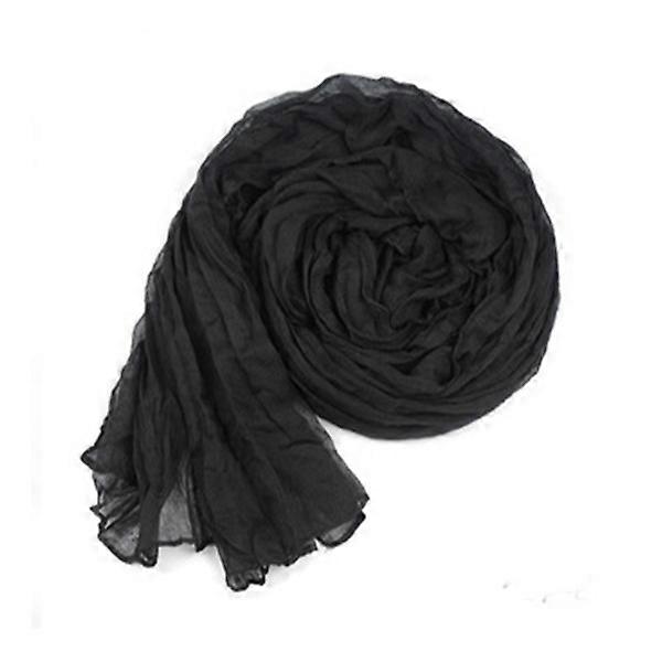 Godis Färg Bomull Halsdukar för kvinnor Flicka Lång Mjuk Halsduk Plisserad Wrap(E)