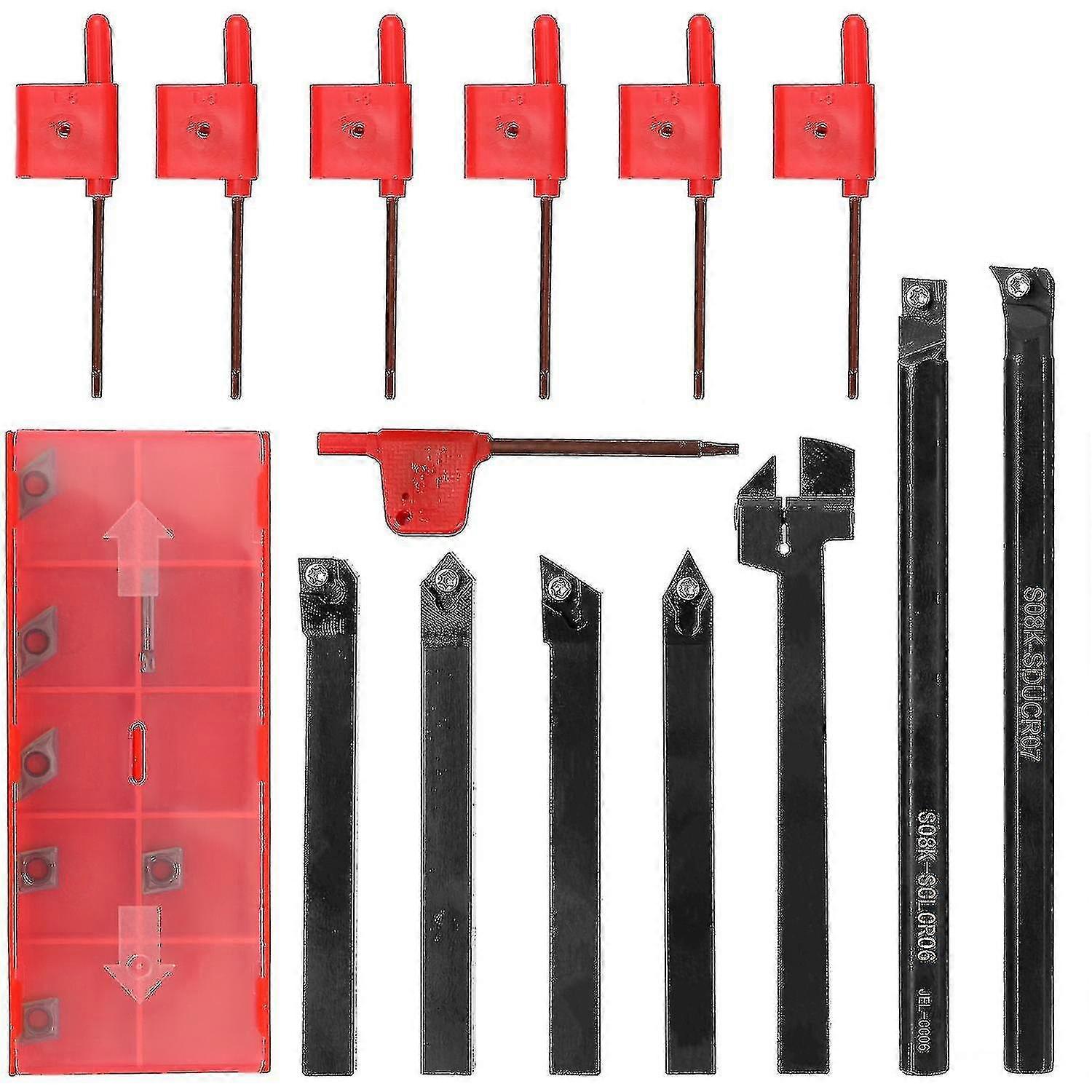 8mm 7pcs Turning Tool Set High Hardness Metal Milling Cutter Lathe Cnc Tool Holder With Wrench With Blade Zekai