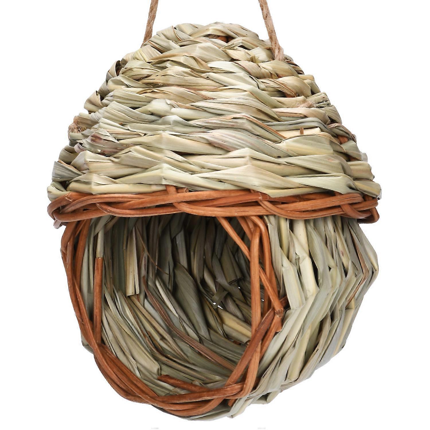 Natural Handwoven Straw Nest Bird Natural Woven Grass Hut Nest Handmade Craft Straw Nest Weave Artificial Bird Nest Woven Straw Bird Nest Rattan Straw