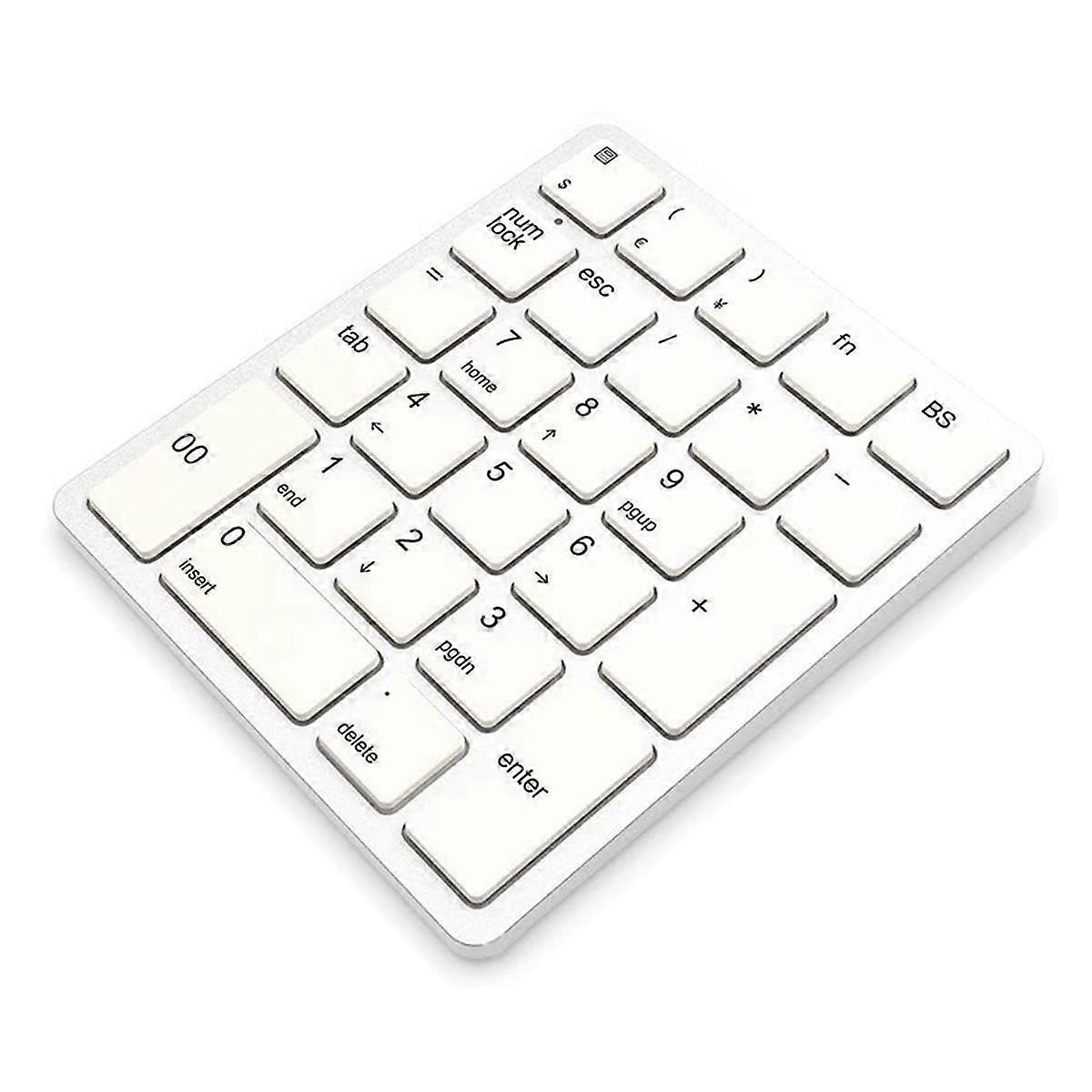 Wireless Numeric Keyboard 2.4GHz Wireless Rechargeable Numeric Keyboard for Laptops White