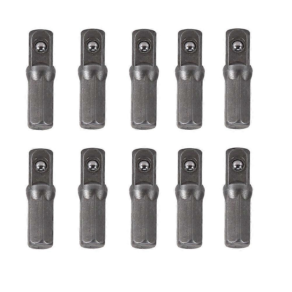 10pcs Impact Socket Adapter Converter 1/4\" Hex Shank To 1/4\" Square Drive 25mm 10pcs Socket Adapte Chrome Vanadium Steel