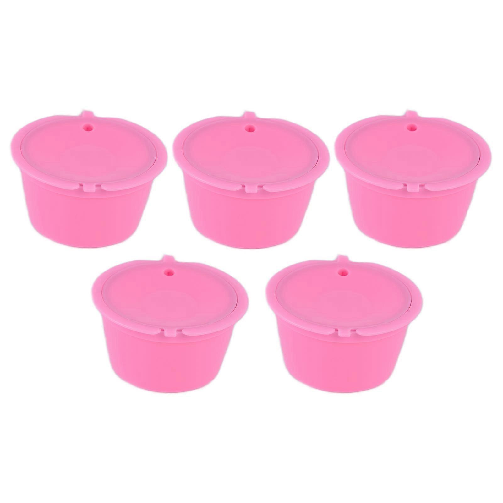 Pink 50ml Reusable Coffee Filter Cup 5Pcs with Spoon for DOLCE GUSTO Machine