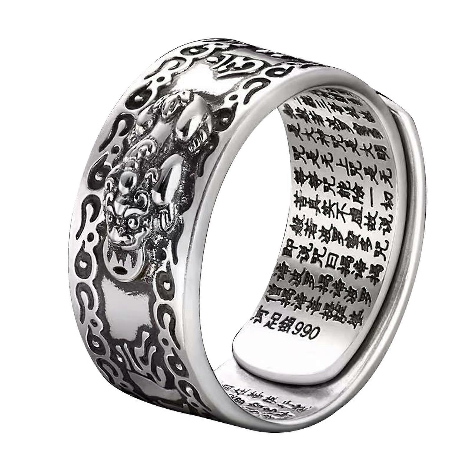 2024 Uusi, Feng Shui Pixiu säädettävä sormus buddhalainen mantra Houkuttele vaurautta Lucky Open Ring Luovat tarvikkeet