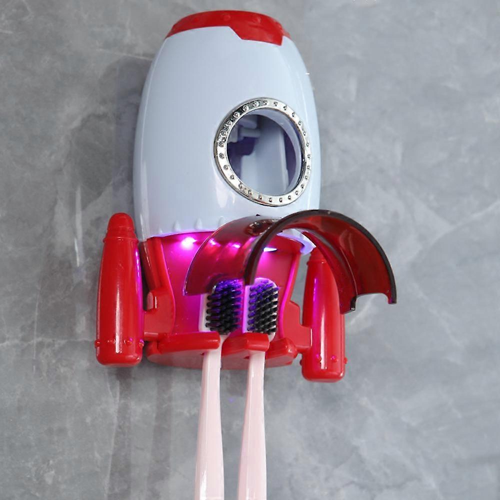 Bathroom Automatic Toothpaste Dispenser Holder Wall-mount Toothpaste Squeeze USB Charging UV Disinfection Red
